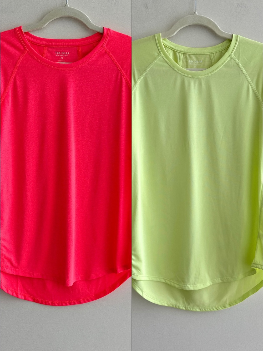 Set of 2 Tek Gear Workout Gear Tees, Hot Pink/Neon Green, Size Medium
